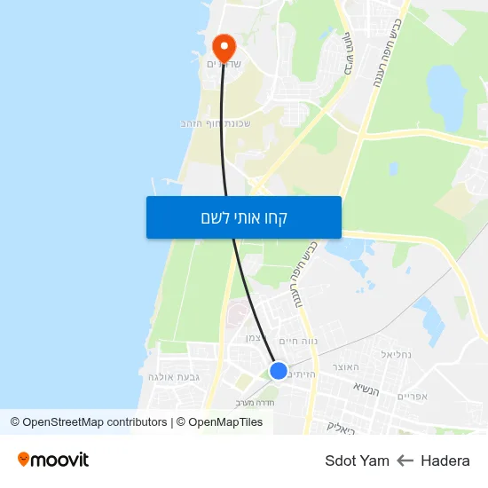 מפת Hadera לSdot Yam