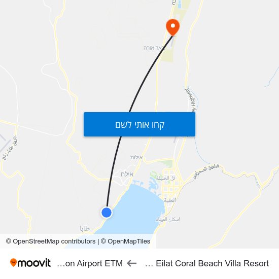 מפת Club In Eilat Coral Beach Villa Resort לRamon Airport ETM