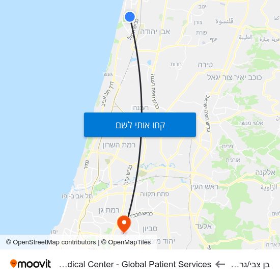 מפת בן צבי/גרנבוים לSheba Medical Center - Global Patient Services