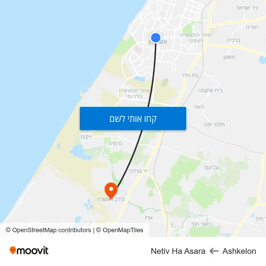 מפת Ashkelon לNetiv Ha Asara