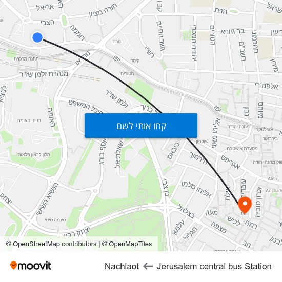 מפת Jerusalem central bus Station לNachlaot