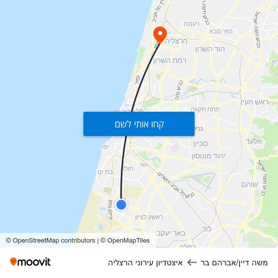 מפת משה דיין/אברהם בר לאיצטדיון עירוני הרצליה