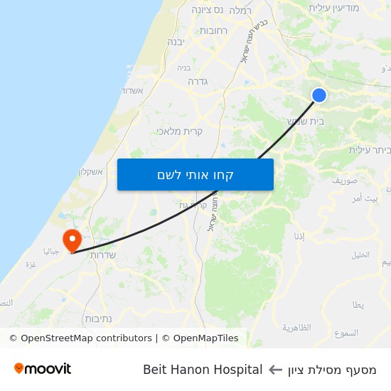 מפת מסעף מסילת ציון לBeit Hanon Hospital