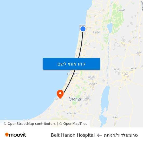 מפת טרומפלדור/חניתה לBeit Hanon Hospital