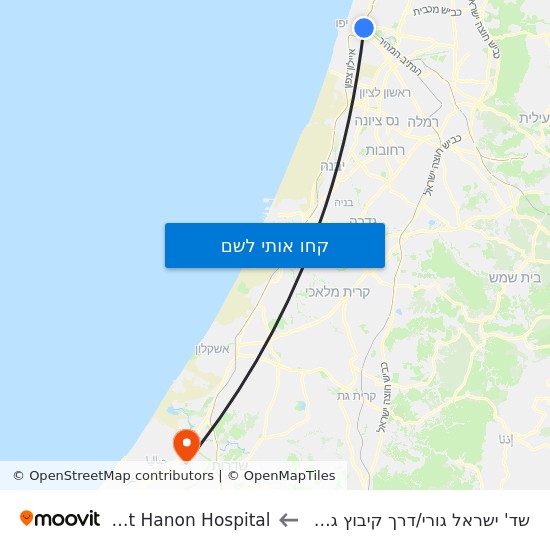 מפת שד' ישראל גורי/דרך קיבוץ גלויות לBeit Hanon Hospital