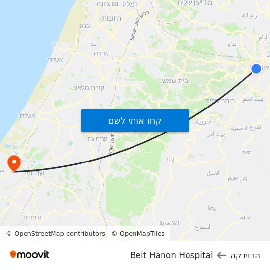 מפת תחנת רכבת קלה הדוידקה לBeit Hanon Hospital