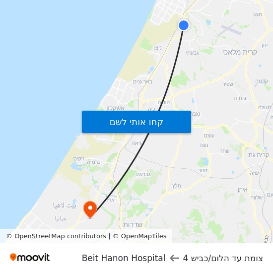 מפת צומת עד הלום/כביש 4 לBeit Hanon Hospital