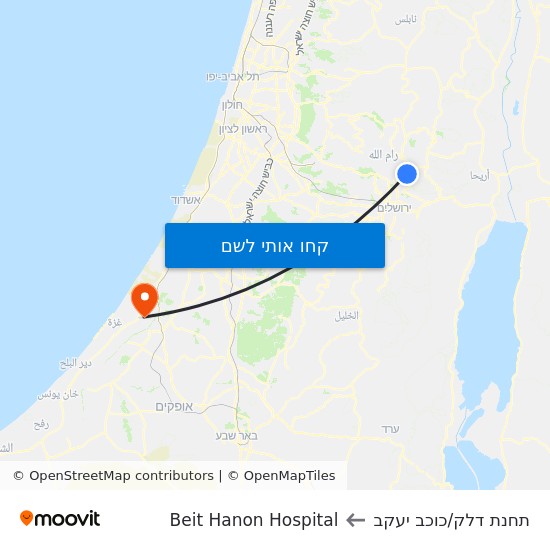 מפת תחנת דלק/כוכב יעקב לBeit Hanon Hospital