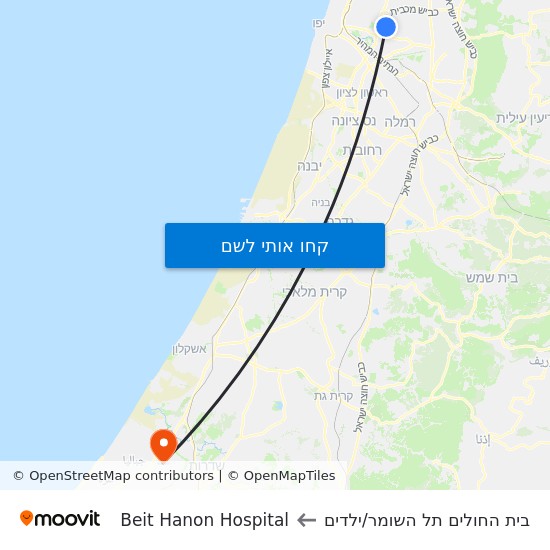 מפת בית החולים תל השומר/ילדים לBeit Hanon Hospital