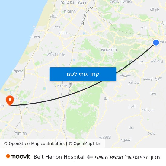 מפת חניון הלאום/שד' הנשיא השישי לBeit Hanon Hospital