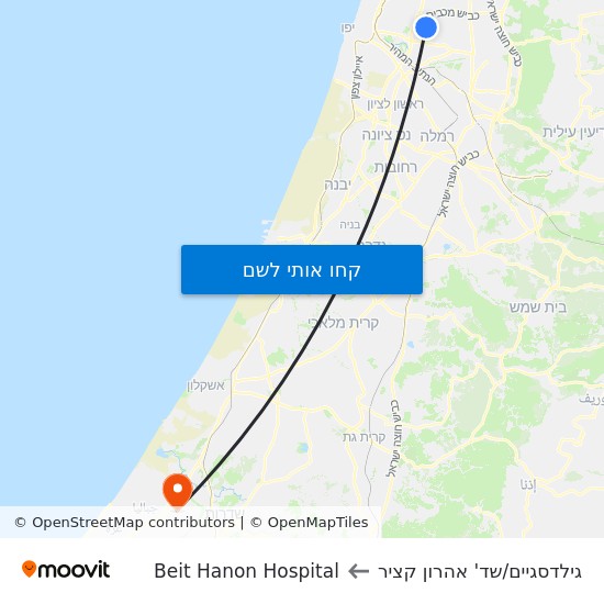 מפת גילדסגיים/שד' אהרון קציר לBeit Hanon Hospital