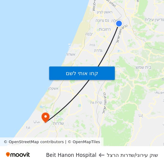 מפת שוק עירוני/שדרות הרצל לBeit Hanon Hospital