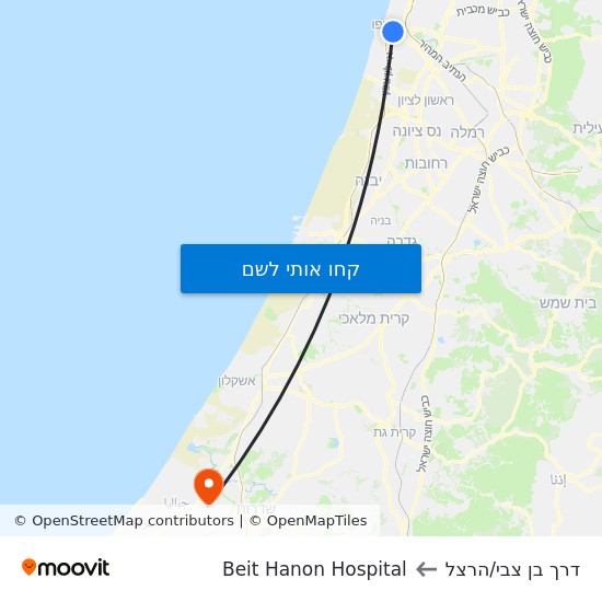 מפת דרך בן צבי/הרצל לBeit Hanon Hospital