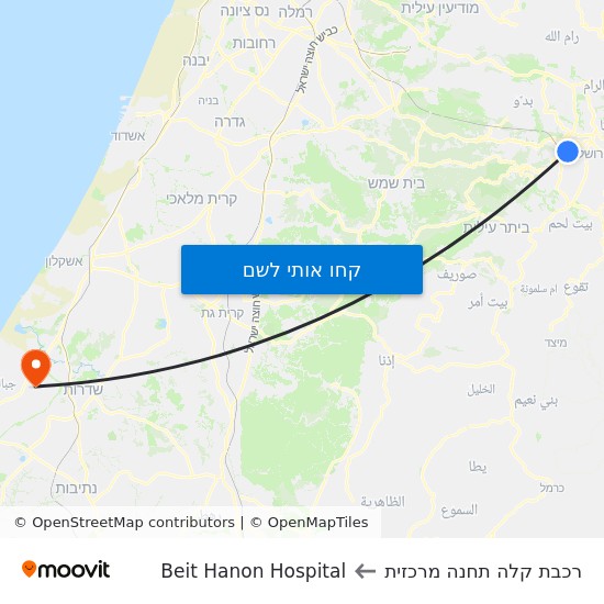 מפת תחנת רכבת קלה תחנה מרכזית לBeit Hanon Hospital