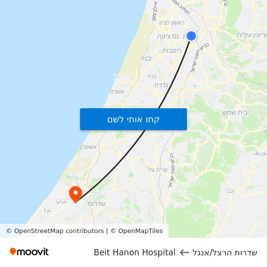 מפת שדרות הרצל/אנגל לBeit Hanon Hospital