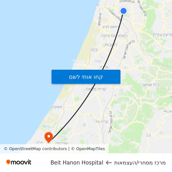 מפת מרכז מסחרי/העצמאות לBeit Hanon Hospital