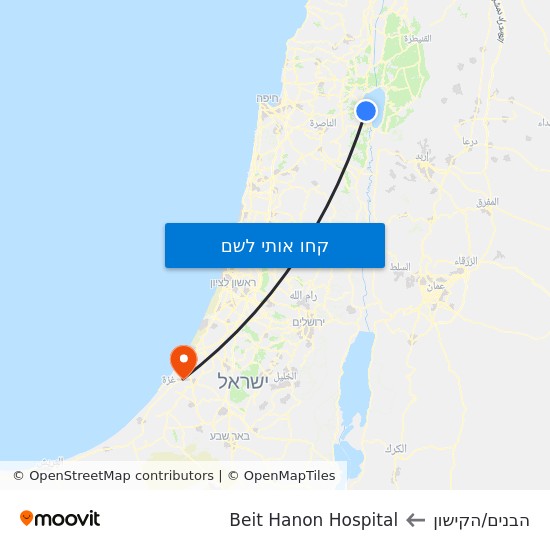 מפת הבנים/הקישון לBeit Hanon Hospital