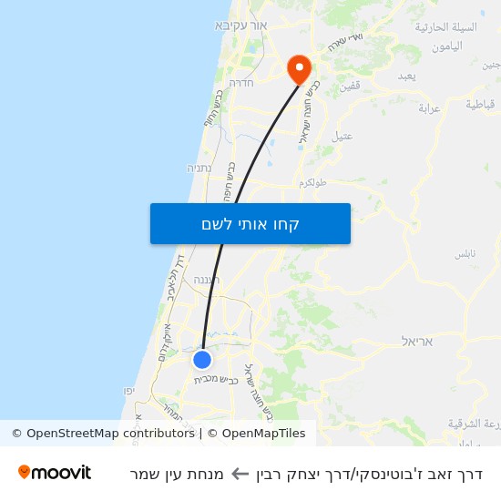 מפת ת.רק''ל שחם/דרך ז'בוטינסקי למנחת עין שמר