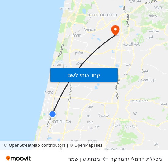 מפת מכללת הרמלין/המחקר למנחת עין שמר