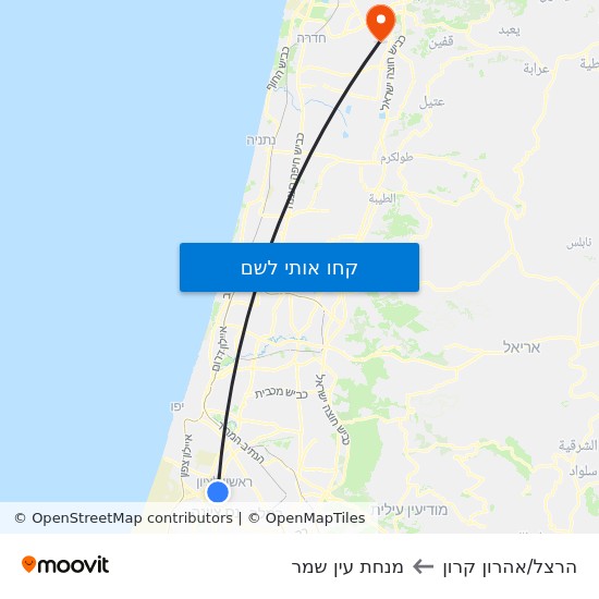 מפת הרצל/אהרון קרון למנחת עין שמר