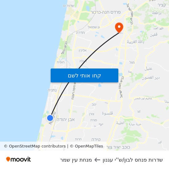 מפת שדרות פנחס לבון/ש''י עגנון למנחת עין שמר