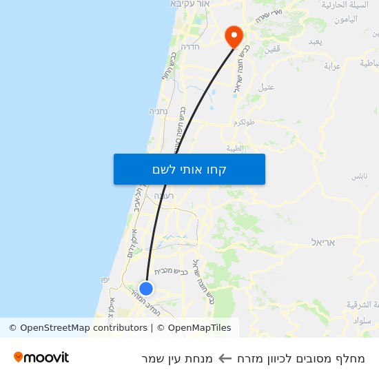 מפת מחלף מסובים   לכיוון מזרח למנחת עין שמר