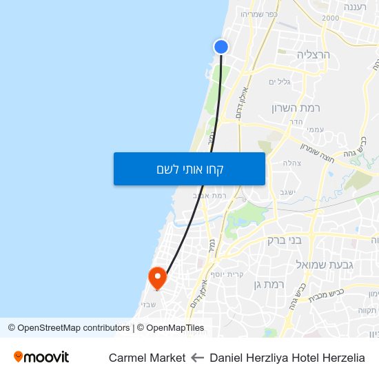 מפת Daniel Herzliya Hotel Herzelia לCarmel Market