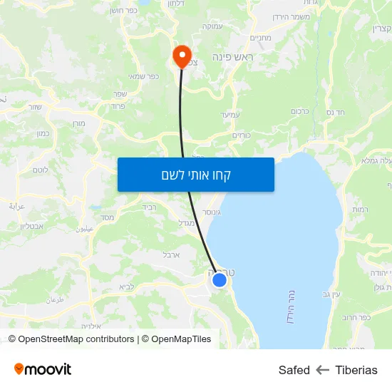 מפת Tiberias לSafed