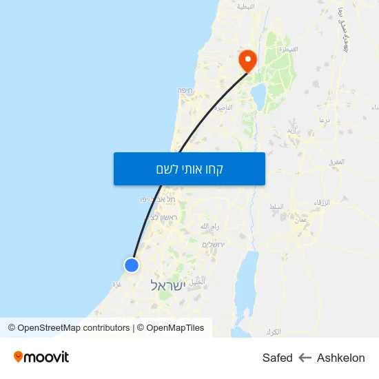 מפת Ashkelon לSafed
