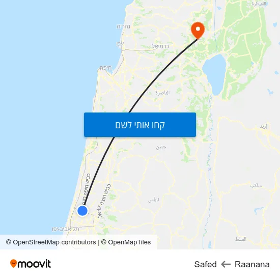מפת Raanana לSafed