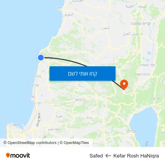 מפת Kefar Rosh HaNiqra לSafed