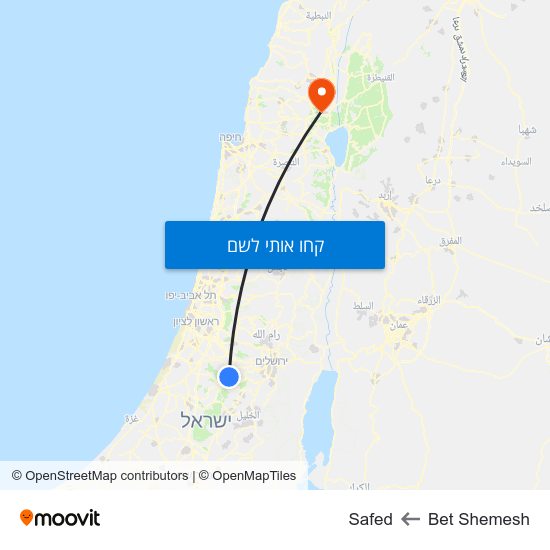 מפת Bet Shemesh לSafed