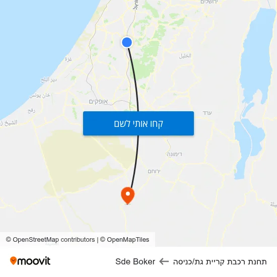 מפת תחנת רכבת קריית גת/כניסה לSde Boker