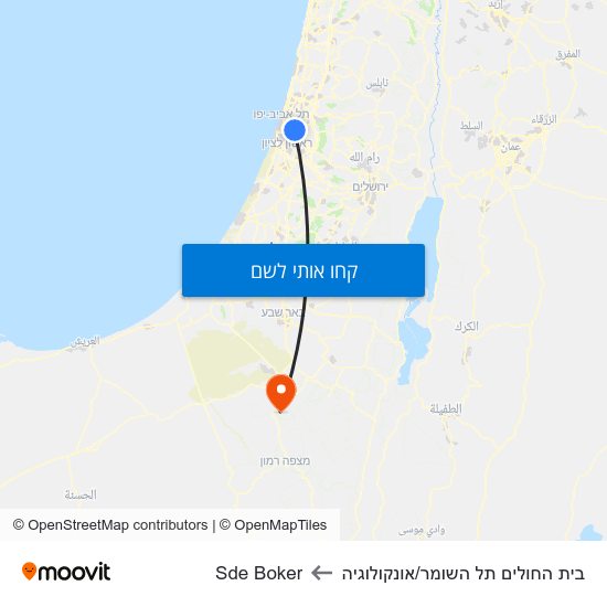 מפת בית החולים תל השומר/אונקולוגיה לSde Boker