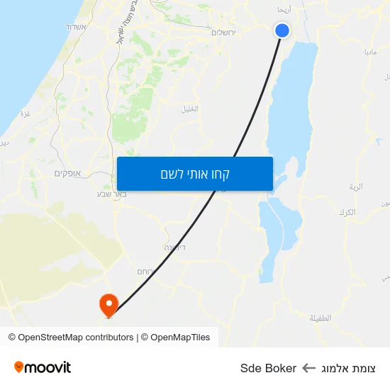 מפת צומת אלמוג לSde Boker