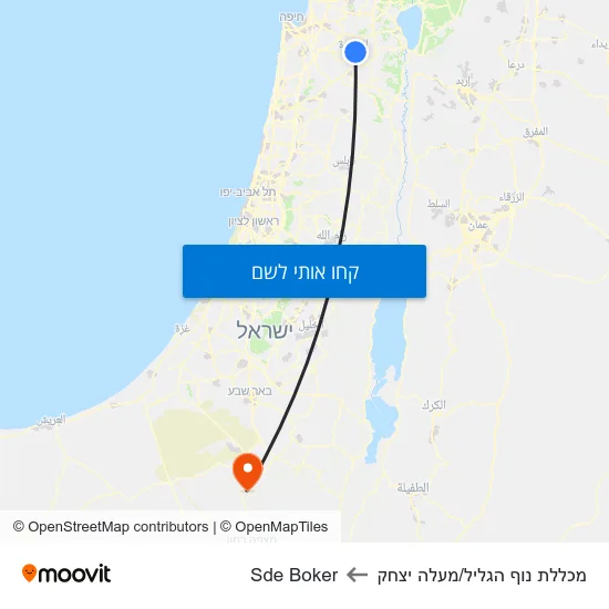 מפת מכללת נוף הגליל/מעלה יצחק לSde Boker