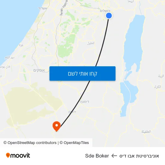 מפת אוניברסיטת אבו דיס לSde Boker