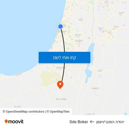 מפת יהודה המכבי/ויצמן לSde Boker