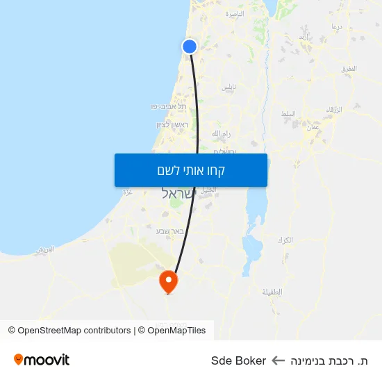 מפת ת. רכבת בנימינה לSde Boker