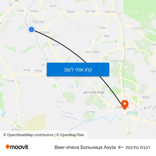 מפת רכבת נתיבות לBeer-sheva Больница Asyta