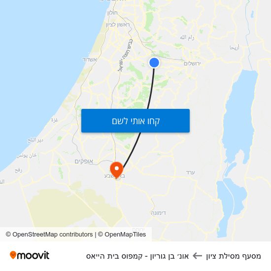 מפת מסעף מסילת ציון לאונ׳ בן גוריון - קמפוס בית הייאס