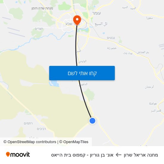 מפת מחנה אריאל שרון לאונ׳ בן גוריון - קמפוס בית הייאס