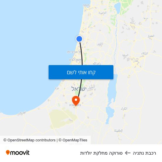 מפת רכבת נתניה לסורוקה מחלקת יולדות