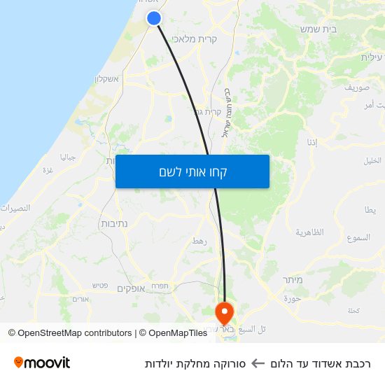 מפת רכבת אשדוד עד הלום לסורוקה מחלקת יולדות