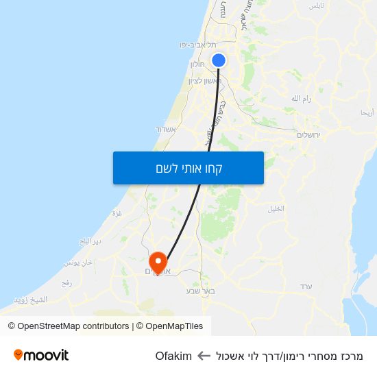 מפת מרכז מסחרי רימון/דרך לוי אשכול לOfakim