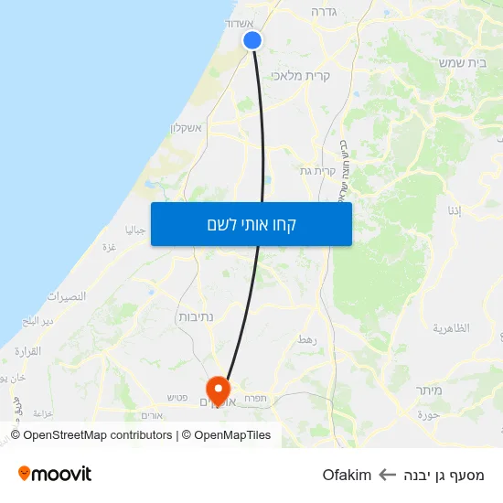 מפת מסעף גן יבנה לOfakim