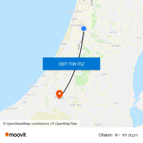 מפת רכבת לוד לOfakim