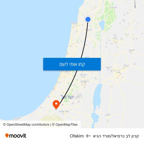 מפת קניון לב כרמיאל/מורד הגיא לOfakim
