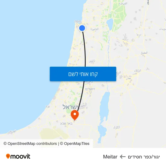 מפת יגור/כפר חסידים לMeitar