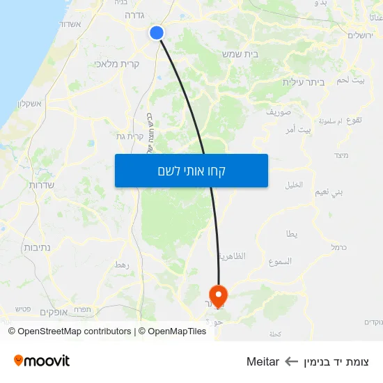מפת צומת יד בנימין לMeitar